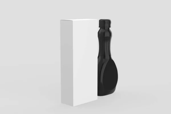 Bottiglia Sciroppo Plastica Lucida Mockup Isolato Sfondo Bianco Illustrazione — Foto Stock
