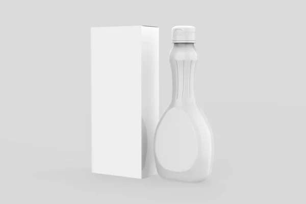 Botella Jarabe Plástico Brillante Mockup Aislado Sobre Fondo Blanco Ilustración — Foto de Stock