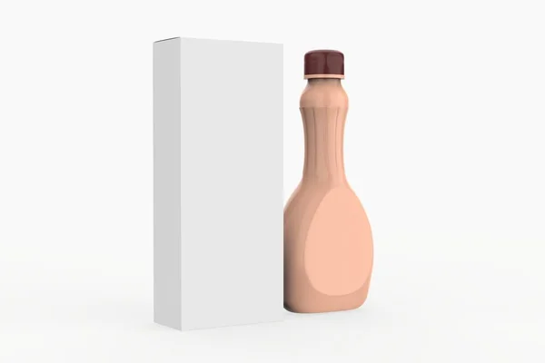 Bottiglia Sciroppo Plastica Lucida Mockup Isolato Sfondo Bianco Illustrazione — Foto Stock