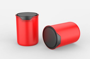 Beyaz arka planda izole edilmiş kapaklı boya kutusu tasarım ve reklamcılık için şablon, maket. 3d illüstrasyon