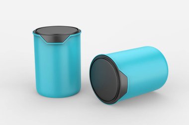 Beyaz arka planda izole edilmiş kapaklı boya kutusu tasarım ve reklamcılık için şablon, maket. 3d illüstrasyon