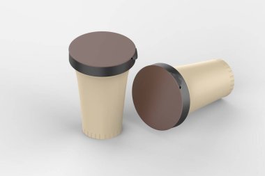 Yoğurt, dondurma ya da tatlı için boş paket kutuları. 3d Görüntü