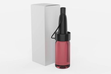 Gerçekçi indirme şişesi. Sıvı ilaç için kozmetik boş şişeler. Beyaz arka planda izole edilmiş şişe şablonu. 3d illüstrasyon 