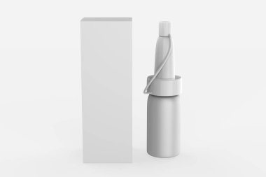 Gerçekçi indirme şişesi. Sıvı ilaç için kozmetik boş şişeler. Beyaz arka planda izole edilmiş şişe şablonu. 3d illüstrasyon 