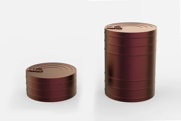 金属罐 罐头食品造型 铝钢包装采用环拉式封闭 切实可行的银空隙隔离包装模板 3D说明 — 图库照片