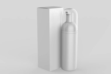 İzole edilmiş arka planda Pompa Mokup ile kozmetik şişe. 3d illüstrasyon  