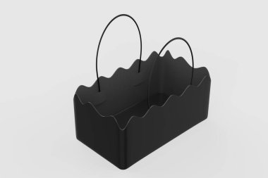 Saplı Matte Kağıt Sepet beyaz arkaplanda izole edildi. 3d illüstrasyon