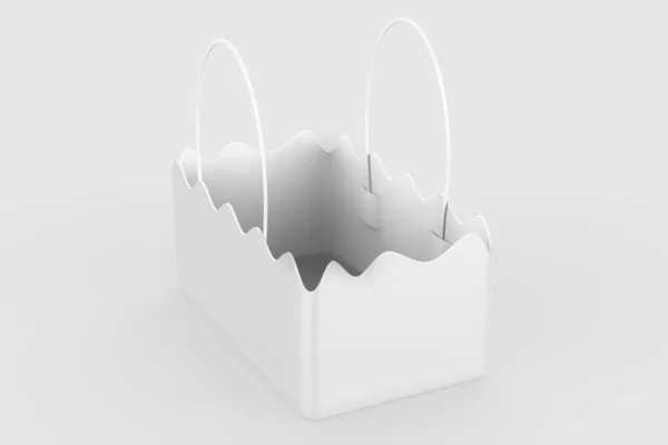 白い背景に隔離されたハンドルMockupとマットペーパーバスケット 3Dイラスト — ストック写真