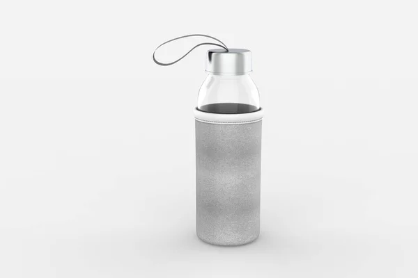 玻璃瓶与波氏软饮料隔离在白色背景 3D说明 — 图库照片