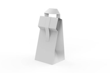 Yemek çantası beyaz arka planda izole edilmiş. Ofis, okul, üniversite ya da seyahat için uygun. 3d illüstrasyon