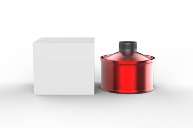 Beyaz metal teneke kutu gibi. Endüstriyel ürün veya yapıştırıcı, yağ, balmumu, jel, kimyasal, tıbbi malzeme konteynırı. 3d illüstrasyon