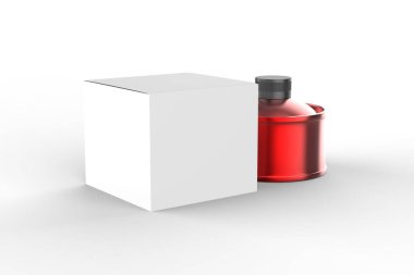 Beyaz metal teneke kutu gibi. Endüstriyel ürün veya yapıştırıcı, yağ, balmumu, jel, kimyasal, tıbbi malzeme konteynırı. 3d illüstrasyon