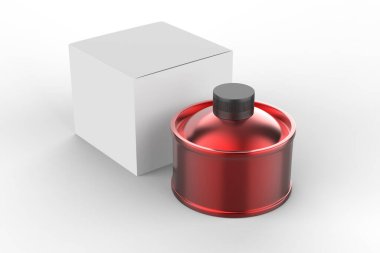 Beyaz metal teneke kutu gibi. Endüstriyel ürün veya yapıştırıcı, yağ, balmumu, jel, kimyasal, tıbbi malzeme konteynırı. 3d illüstrasyon