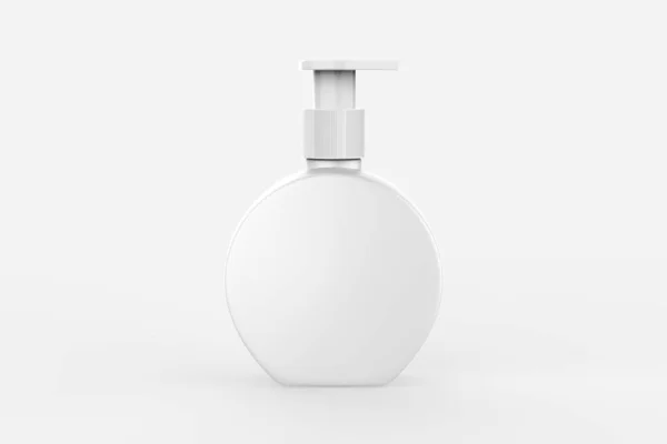 Bottiglia Plastica Rotonda Con Mockup Pompa Isolato Sfondo Bianco Illustrazione — Foto Stock