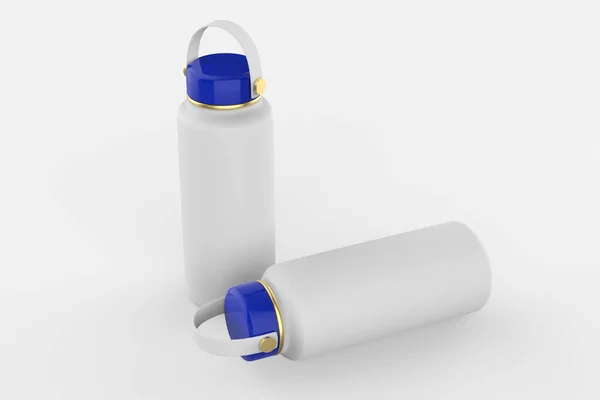 Matte Thermos Bottle Mockup Isolated White Background Illustration — Stock Photo, Image