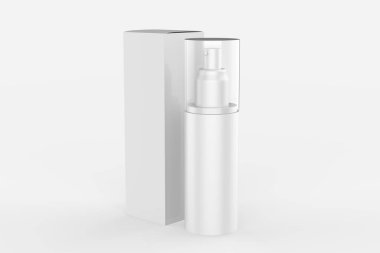 Mock up için boş sprey şişeleri, kozmetik paket. Reklam, kozmetik ürünler ya da ev eşyaları için şablon. 3d illüstrasyon