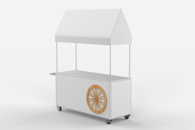 Beyaz arka planda Tramvay Arabası. 3d illüstrasyon