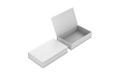 Boş sert karton dikdörtgen kitap kutusu markalaşma sunumu için şablon oluşturur. 3d illüstrasyon