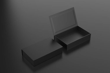 Boş sert karton dikdörtgen kitap kutusu markalaşma sunumu için şablon oluşturur. 3d illüstrasyon