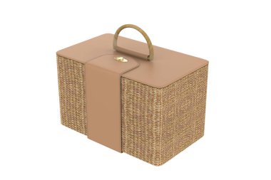 Hasır Sepet beyaz arka planda izole edilmiş. 3d illüstrasyon