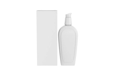 Beyaz arka planda Pompa Mockup izole edilmiş kozmetik şişe. 3d illüstrasyon