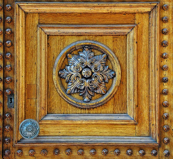 Element Old Wooden Door Rivets Frame — Stock Photo, Image