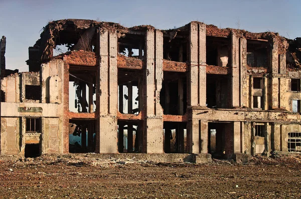 Paisaje Edificios Ruinas Atardecer Imagen Decrepitud Desastre Natural — Foto de Stock