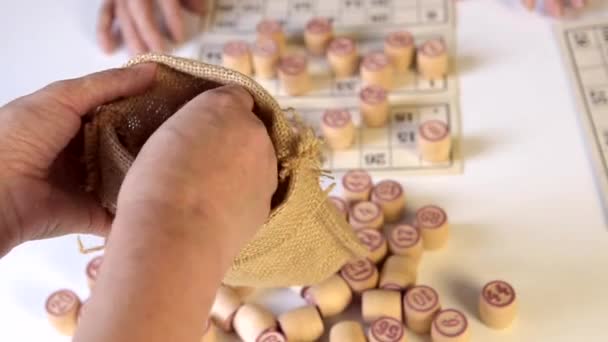 Гра Lotto Family Board Грати Вдома Холодного Зимового Дня Або — стокове відео