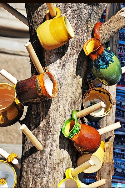 Tazza di ceramica in un albero — Foto Stock