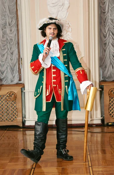 Young man in a suit of Emperor Peter the Great — Stock Photo, Image