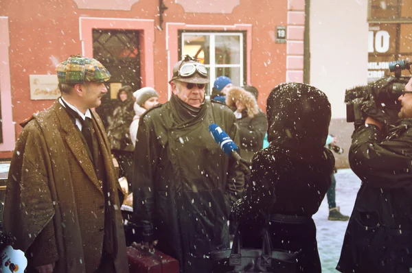 RIGA, LATVIA - January 4: Interview the characters of books Cona — Stock Photo, Image