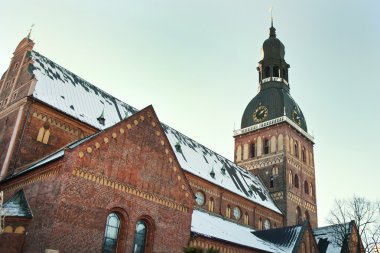 Riga, Letonya kışın çatı Dome Cathedral