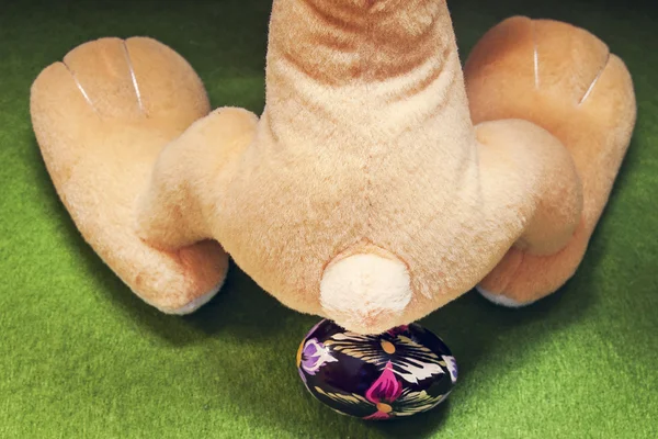 Bunny sitting on an Easter egg — Stock Photo, Image