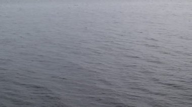 Nehir veya göl boyunca yavaşça akan dalgaların yakın çekim dokusunun yakın görüntüsü. Yüzeye çıkıyoruz. Sakin ve sakin bir deniz yüzeyi. Denizcilik teması için rahatlatıcı okyanus arka planı, döngü