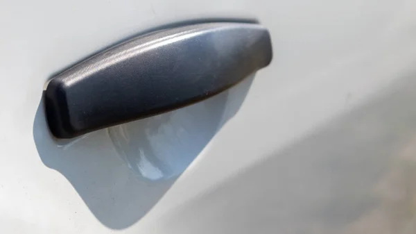 Black Plastic Door Handle Modern White Car Transport Detail Part — Stock Photo, Image