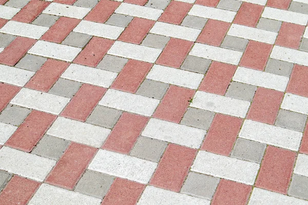 Losas Piedras Hormigón Pavimentadas Color Gris Rojo Para Pavimentos Pasarelas —  Fotos de Stock