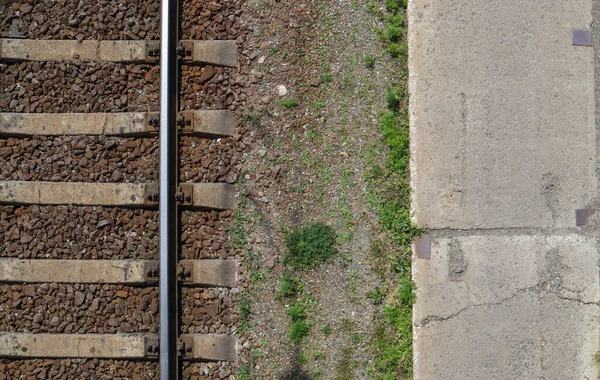 Vista Superior Del Ferrocarril Posición Plana Parte Vía Para Trenes — Foto de Stock