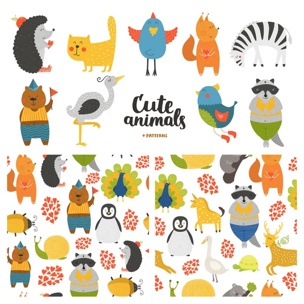 Colección de animales de dibujos animados — Vector de stock