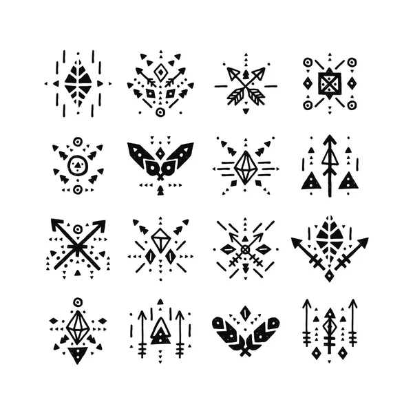 Hand getekend tribal patronen — Stockvector