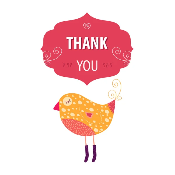 Thank you card with bird — Stock Vector