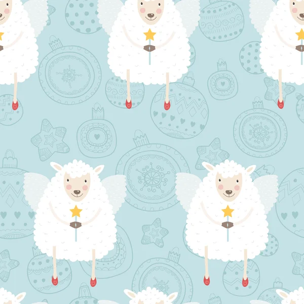 Christmas background with sheep — Stock Vector
