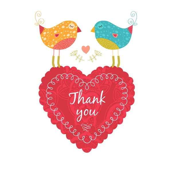 Thank you card with birds — Stock Vector