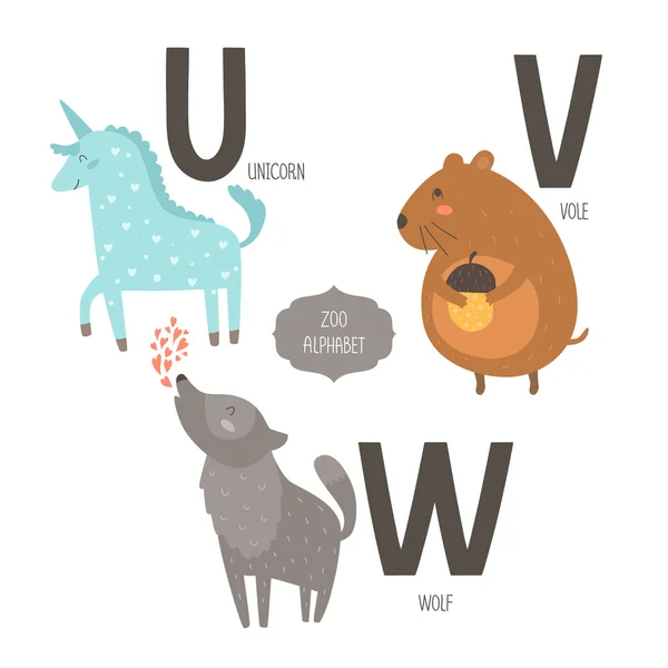 Alphabet zoo vectoriel mignon — Image vectorielle