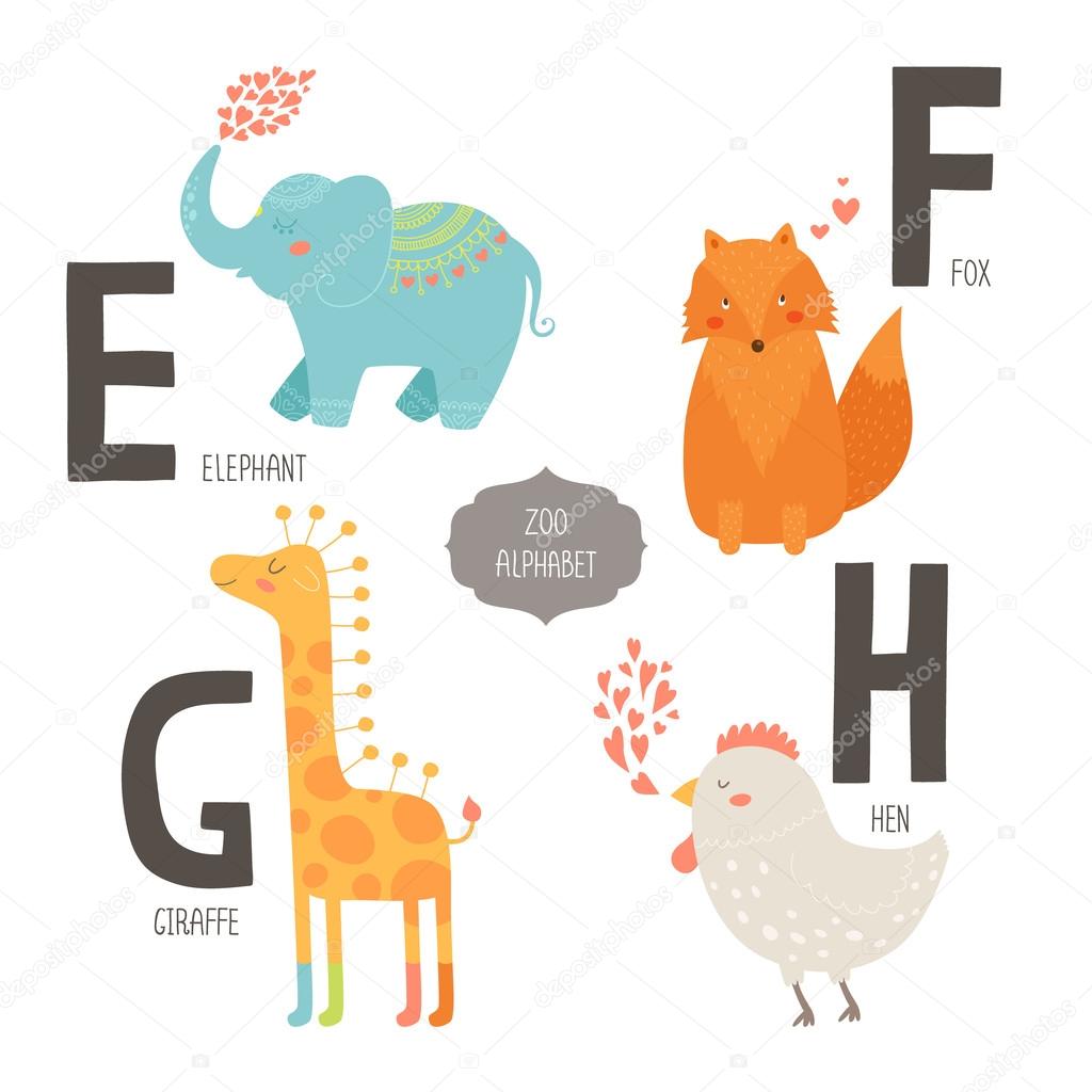 Cute vector zoo alphabet
