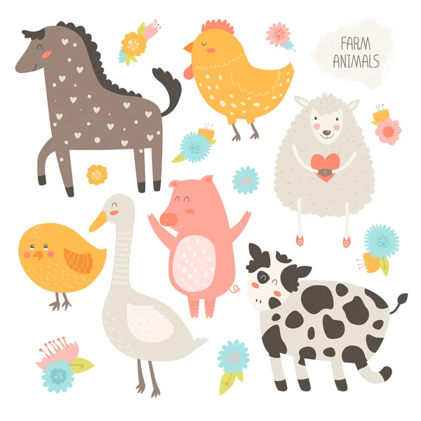 Farm animals collection — Stock Vector