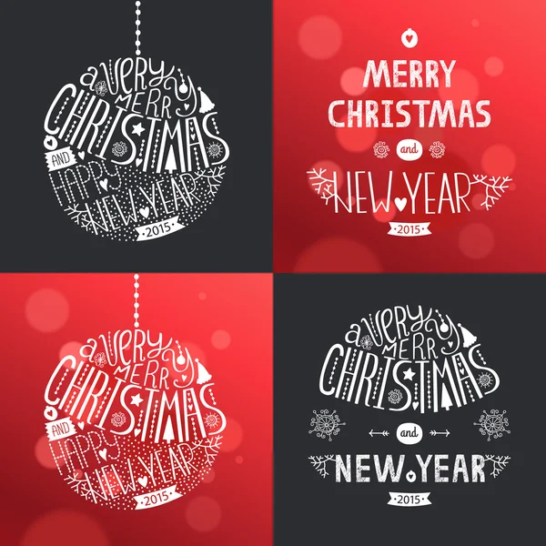 Conjunto de tarjetas de felicitación de Navidad vectorial — Vector de stock