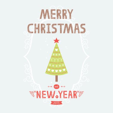 Ağaç ile vektör Noel tebrik kartı