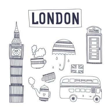 Vektör Londra turizm konumlar ve sembolleri