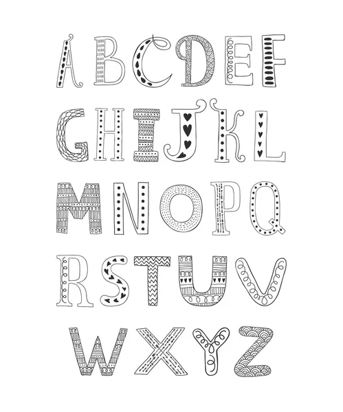 Alphabet vectoriel dessiné à la main — Image vectorielle