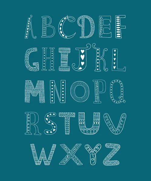 Alphabet vectoriel dessiné à la main — Image vectorielle